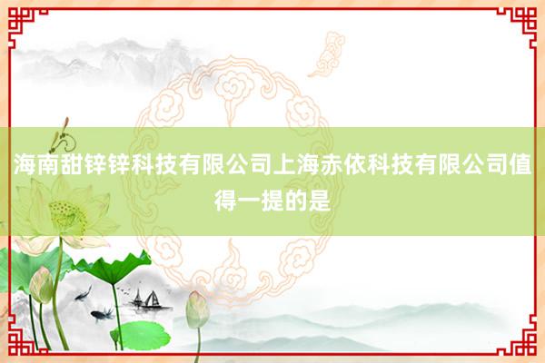 海南甜锌锌科技有限公司上海赤依科技有限公司值得一提的是